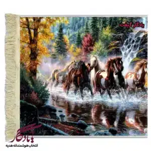 تابلو فرش ماشینی طرح حیوانات اسب های سرخپوستی کد h72-1