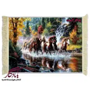تابلو فرش ماشینی طرح حیوانات اسب های سرخپوستی کد h72