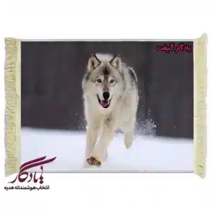 تابلو فرش ماشینی طرح حیوانات خنده گرگ کد h83