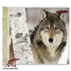تابلو فرش ماشینی طرح حیوانات گرگ اوراسیا کد h69-1