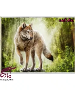 تابلو فرش ماشینی طرح حیوانات گرگ خاکستری کد h76