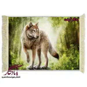 تابلو فرش ماشینی طرح حیوانات گرگ خاکستری کد h76