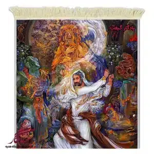 تابلو فرش ماشینی طرح مینیاتور ابراهیم بت شکن2 کد mi98-1