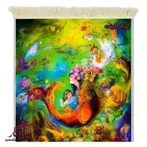 تابلو فرش ماشینی طرح مینیاتور رؤیای پری دریایی کد mi99-1