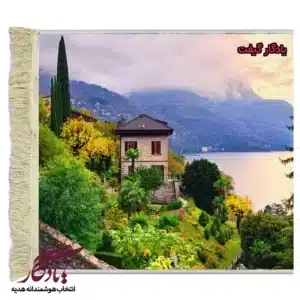 تابلو فرش ماشینی طرح منظره باغ ویلا دریاچه کومو کد m139-1