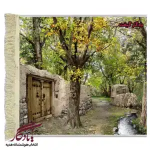تابلو فرش ماشینی طرح منظره بهار کوچه باغ کد m158-1