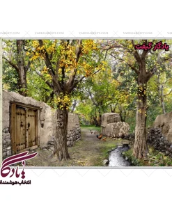 تابلو فرش ماشینی طرح منظره بهار کوچه باغ کد m158 - یادگار گیفت