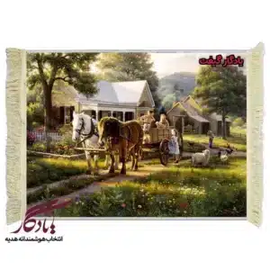 تابلو فرش ماشینی طرح منظره بچه های مزرعه کد m126
