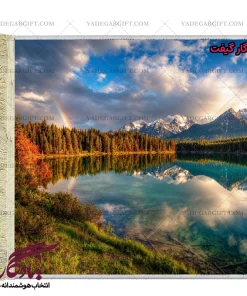 تابلو فرش ماشینی طرح منظره دریاچه لوئیز کد m128 - یادگار گیفت