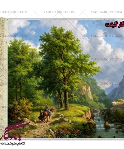 تابلو فرش ماشینی طرح منظره ملاقات در جنگل کد m108 - یادگار گیفت