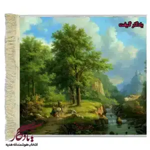 تابلو فرش ماشینی طرح منظره ملاقات در جنگل کد m108-1