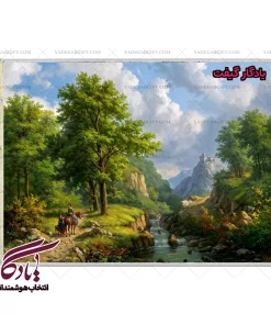 تابلو فرش ماشینی طرح منظره ملاقات در جنگل کد m108 - یادگار گیفت
