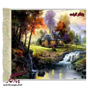 تابلو فرش ماشینی طرح منظره پاییز در جنگل کد m155-1