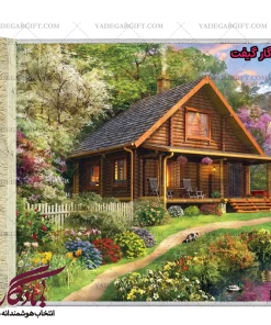تابلو فرش ماشینی طرح منظره کلبه ای در لاگ کابین کد m142 - یادگار گیفت