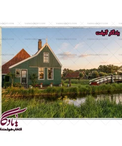 تابلو فرش ماشینی طرح منظره کلبه هلندی کد m150 - یادگار گیفت