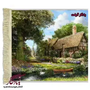 تابلو فرش ماشینی طرح منظره کلبه ییلاقی کد m152-1