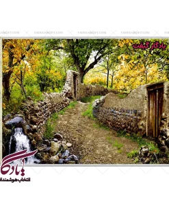 تابلو فرش ماشینی طرح منظره کوچه باغ روستا کد m131 - یادگار گیفت