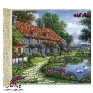 تابلو فرش ماشینی طرح منظره آنسوی کوهها کد m222-1