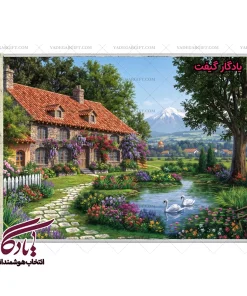 تابلو فرش ماشینی طرح منظره آنسوی کوهها کد m222 - یادگار گیفت