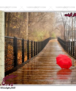 تابلو فرش ماشینی طرح منظره ماجرای پل و چتر قرمز کد m168 - یادگار گیفت