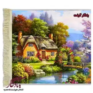 تابلو فرش ماشینی طرح منظره پل و دروازه گل کد m167-1
