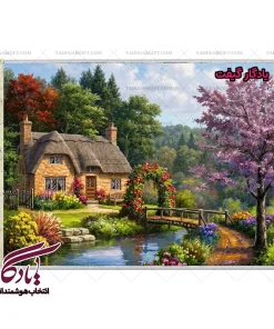 تابلو فرش ماشینی طرح منظره پل و دروازه گل کد m167 - یادگار گیفت