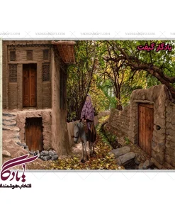 تابلو فرش ماشینی طرح منظره کوچه باغهای ابیانه کد m178 - یادگار گیفت