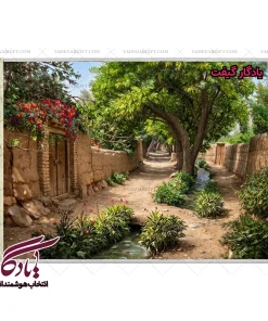 تابلو فرش ماشینی طرح منظره کوچه درختی کد m185 - یادگار گیفت
