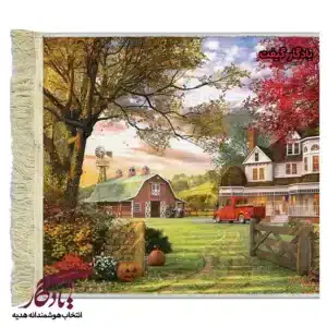 تابلو فرش ماشینی طرح منظره مزرعه کدو تنبل کد m229-1