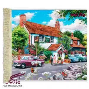 تابلو فرش ماشینی طرح منظره مسافرخانه دهکده کد m230-1