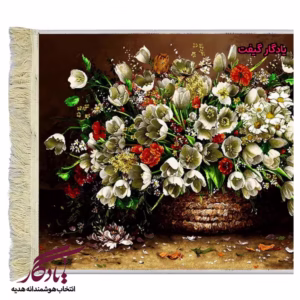 تابلو فرش ماشینی طرح گل بابونه و لاله کد g47-1