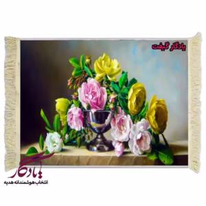 تابلو فرش ماشینی طرح گل رز و جام استیل کد g65