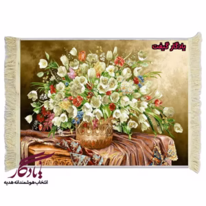 تابلو فرش ماشینی طرح گل لاله و گلدان مس کد g55