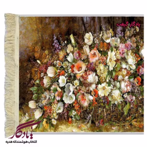 تابلو فرش ماشینی طرح گل ها و سبد شکسته کد g51-1