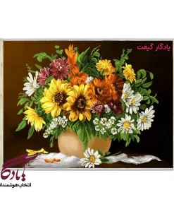 تابلو فرش ماشینی طرح گل با تم خزان در برف کد g84 - یادگار گیفت