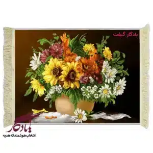 تابلو فرش ماشینی طرح گل با تم خزان در برف کد g84