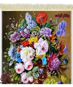 تابلو فرش ماشینی طرح گل ها و مرغ مینا کد g89 - یادگار گیفت