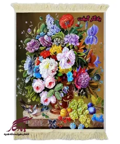 تابلو فرش ماشینی طرح گل ها و مرغ مینا کد g89 - یادگار گیفت