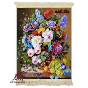 تابلو فرش ماشینی طرح گل ها و مرغ مینا کد g89