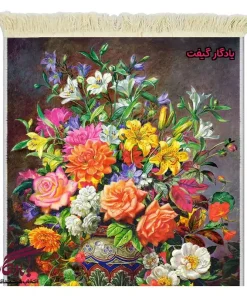 تابلو فرش ماشینی طرح گل و گلدان لعابدار کد g91 - یادگار گیفت