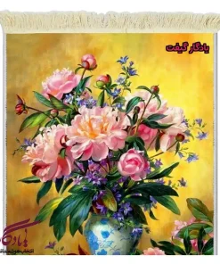 تابلو فرش ماشینی طرح گل رز و گلدان چینی کد g93 - یادگار گیفت
