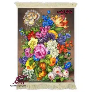 تابلو فرش ماشینی طرح گل ها و کاپ طلایی کد g115
