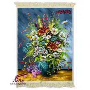 تابلو فرش ماشینی طرح گل و گلدان نیلی کد g111