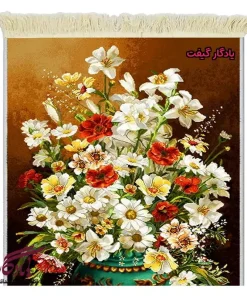 تابلو فرش ماشینی طرح گل به رنگ و عطر بابونه کد g116-1