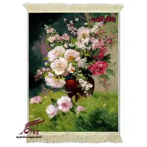 تابلو فرش ماشینی طرح گل، رزها در چمنزار کد g117