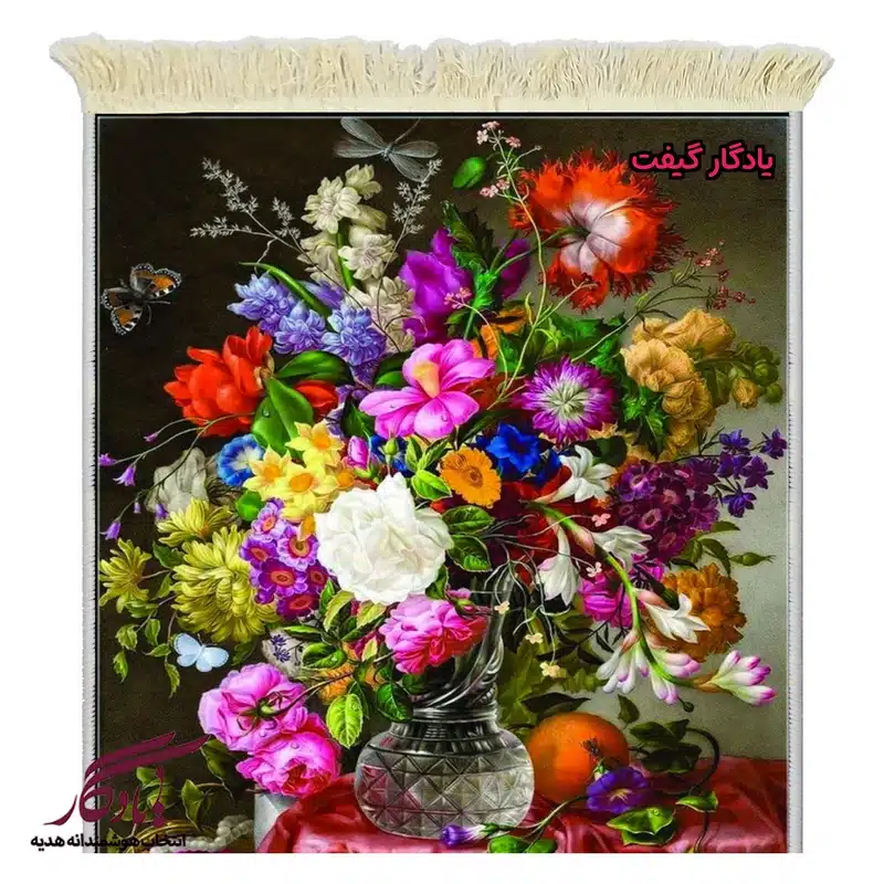 تابلو فرش ماشینی طرح گل و بلور کد g138-1