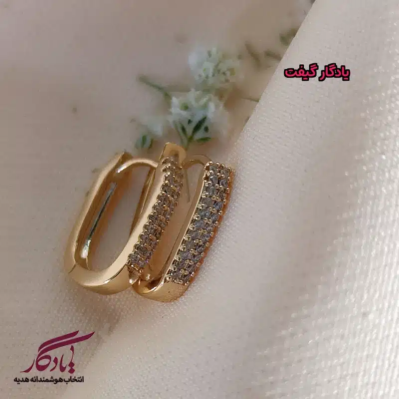 گوشواره ژوپینگ مربعی نگین دار کد x101-1