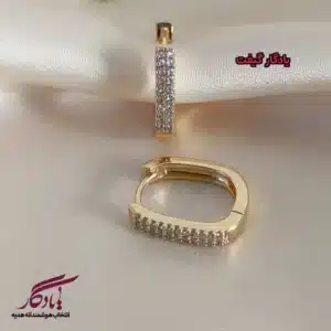 گوشواره ژوپینگ مربعی نگین دار کد x101