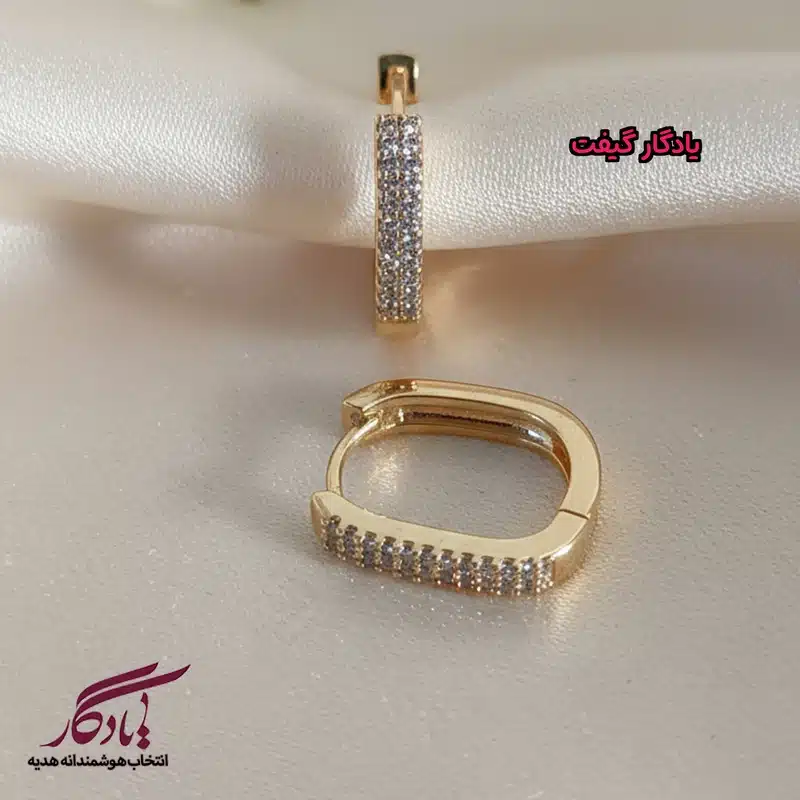 گوشواره ژوپینگ مربعی نگین دار کد x101