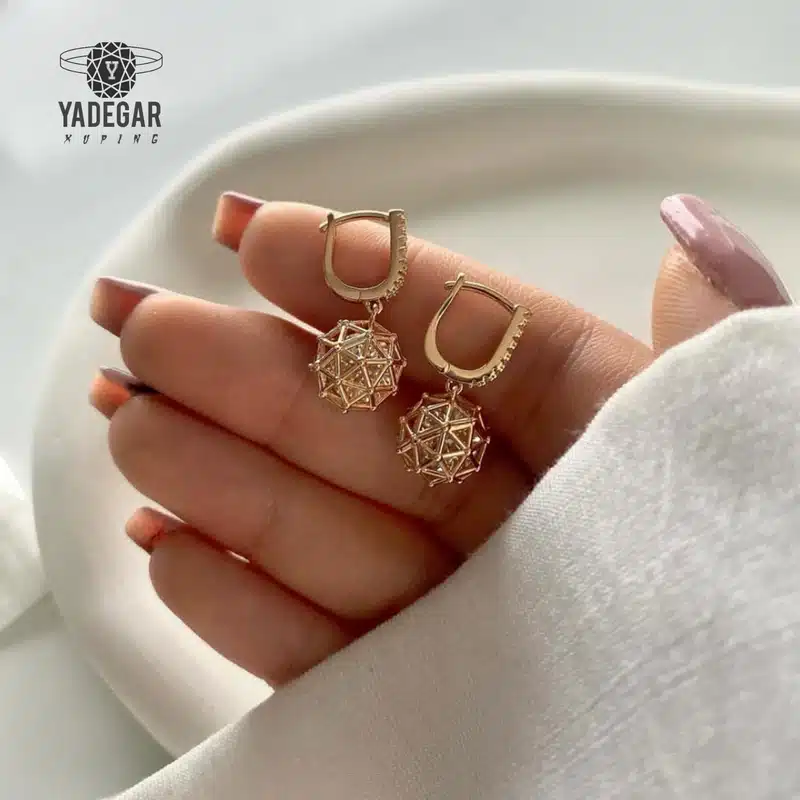 گوشواره ژوپینگ گوی و الماس کد x109